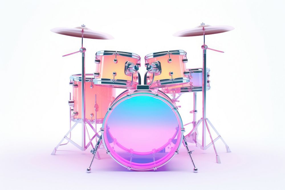 Drum set drums percussion white background.