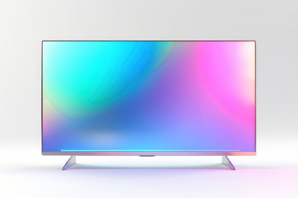 Modern tv television screen white background.