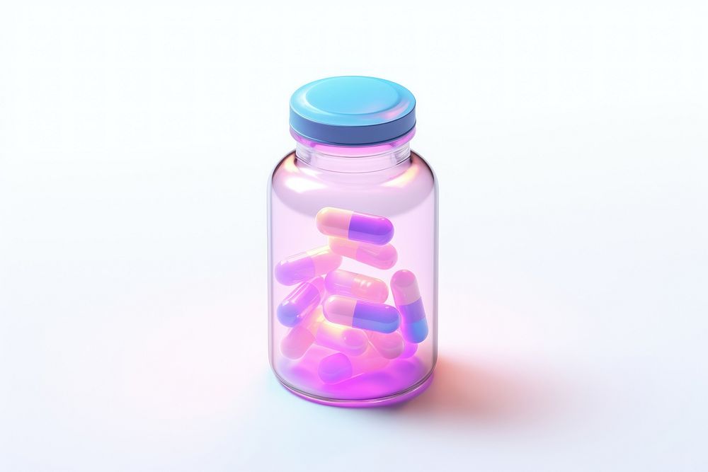Medicine pill jar white background.