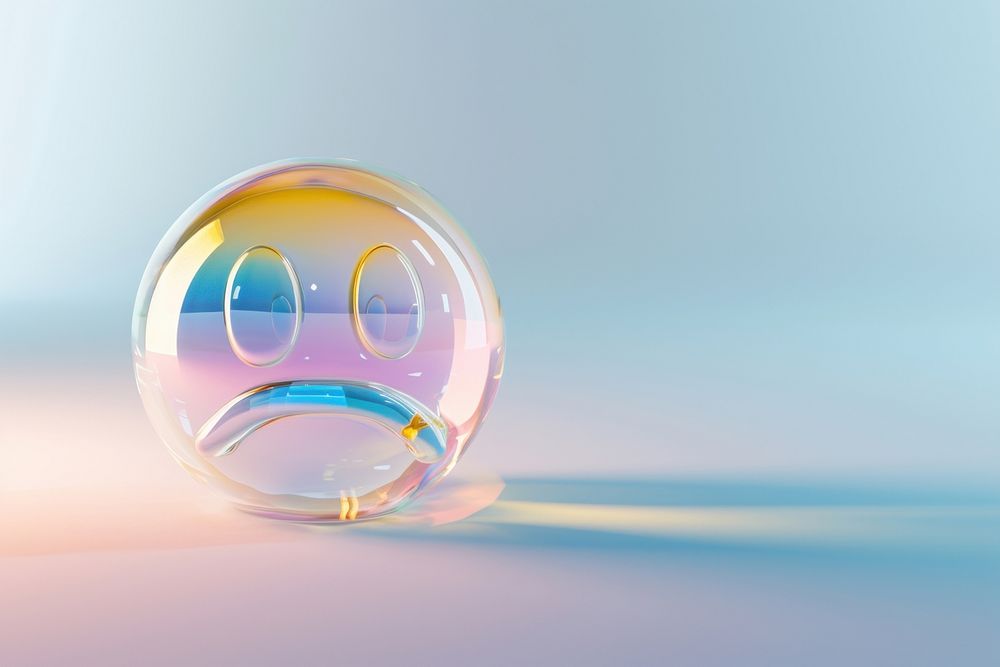 Sad icon transparent sphere bubble.
