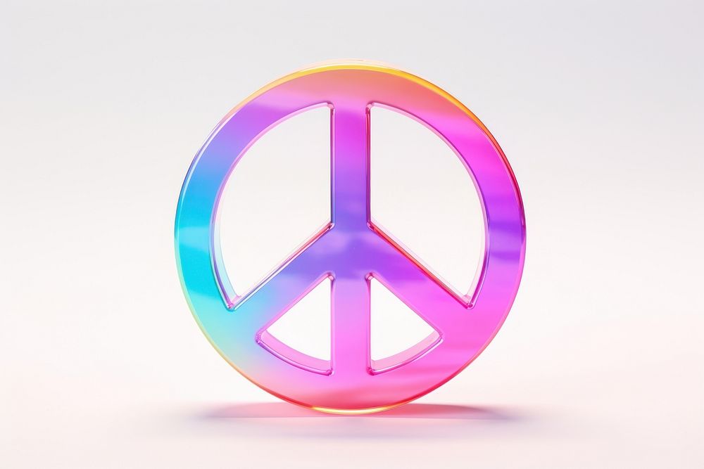 Peace symbol white background spectrum glowing.