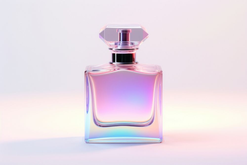 Perfume bottle cosmetics glass white background.