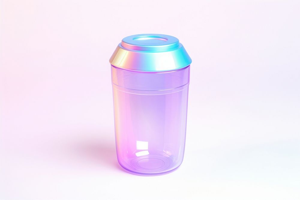 Trash can bottle glass white background.