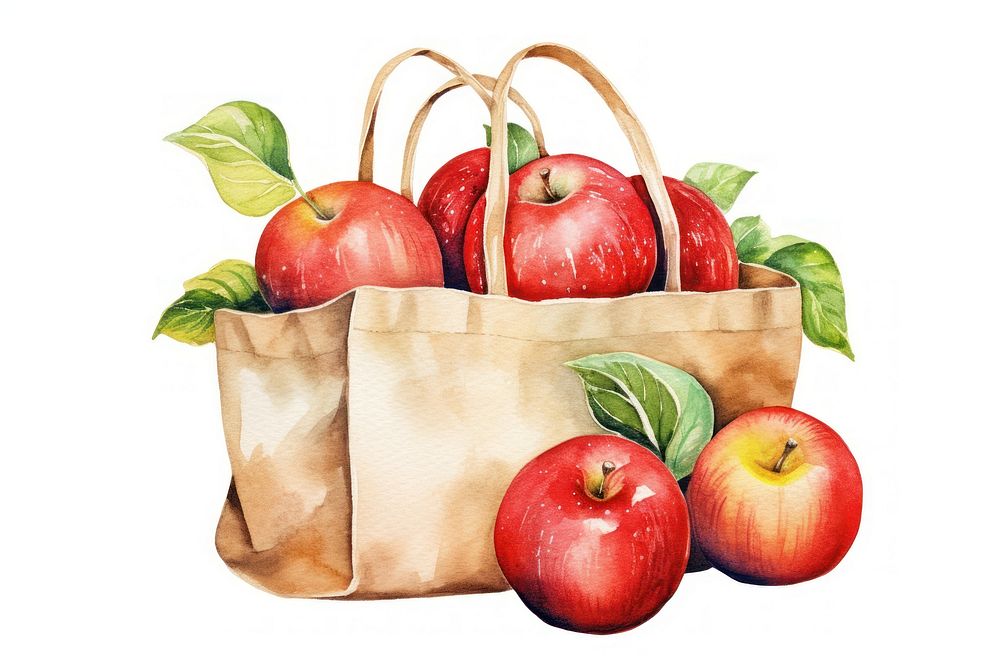 Apples in fruits in shopping bag handbag plant food.