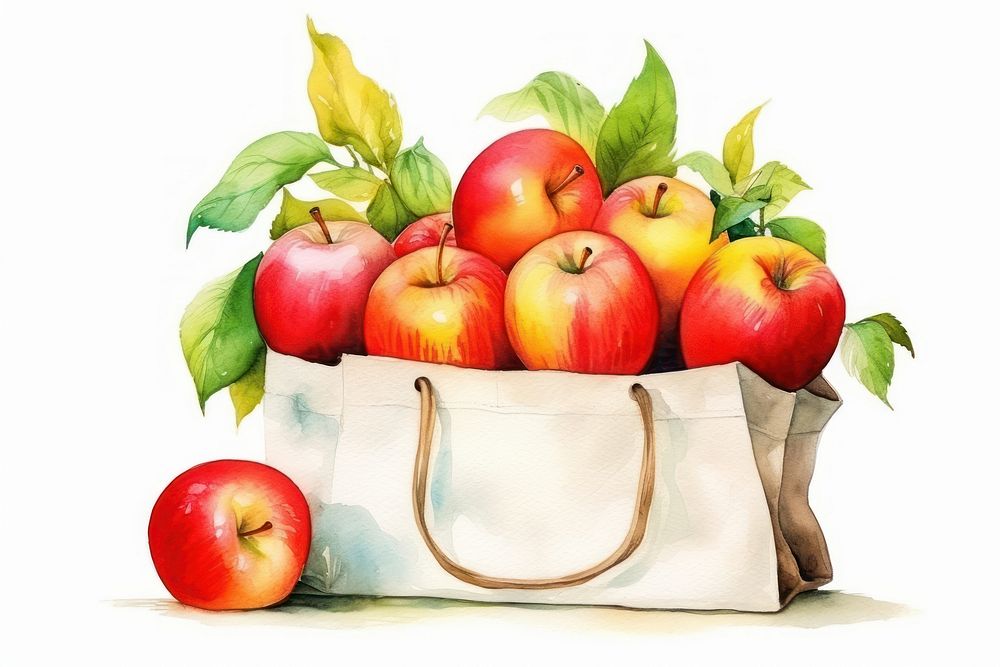 Apples in fruits in shopping bag handbag plant food.