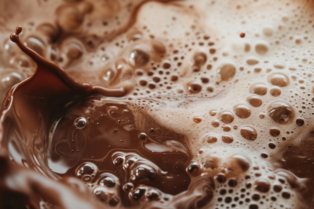 Chocolate milk macro photography refreshment backgrounds.