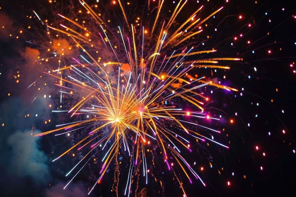 Fireworks outdoors night illuminated. AI generated Image by rawpixel.