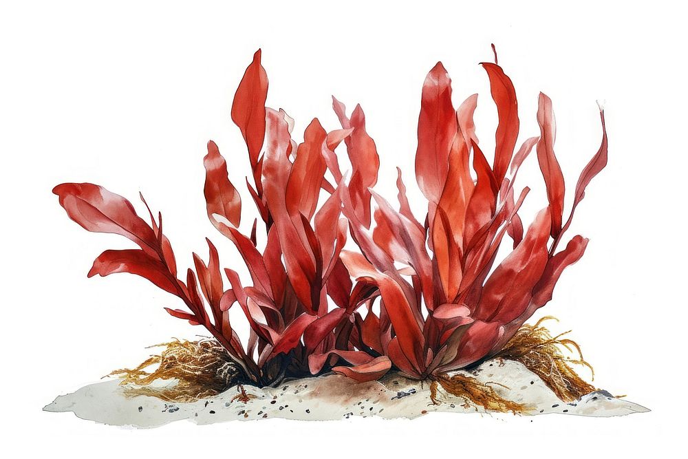 Red algae painting plant leaf.