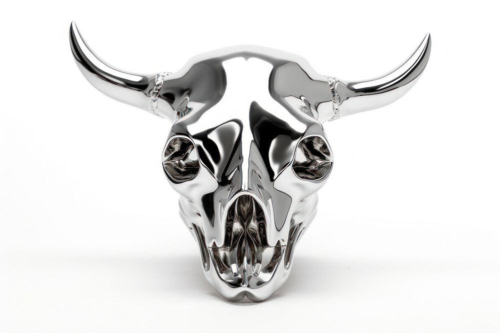 Animal skull Chrome material cattle mammal silver.