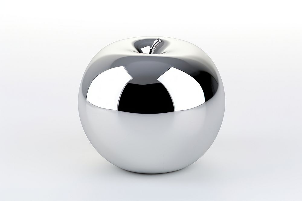 Apple Chrome material silver shiny white background.