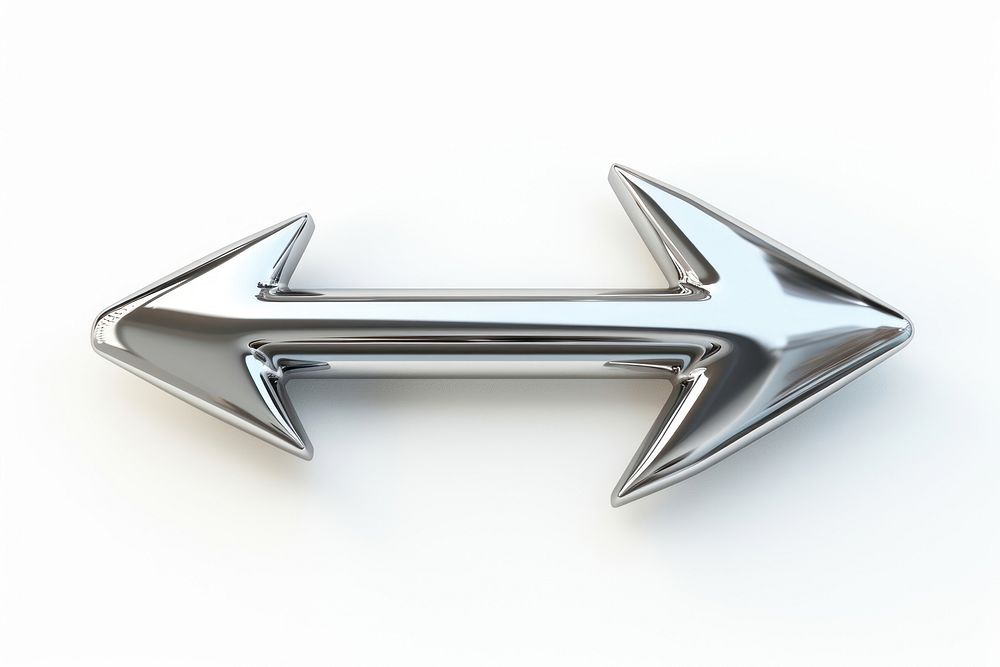 Arrow Chrome material symbol silver shape.