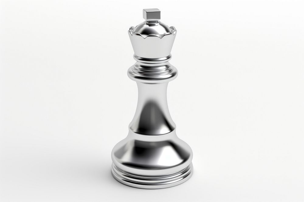 Chess Chrome material silver white background chessboard.