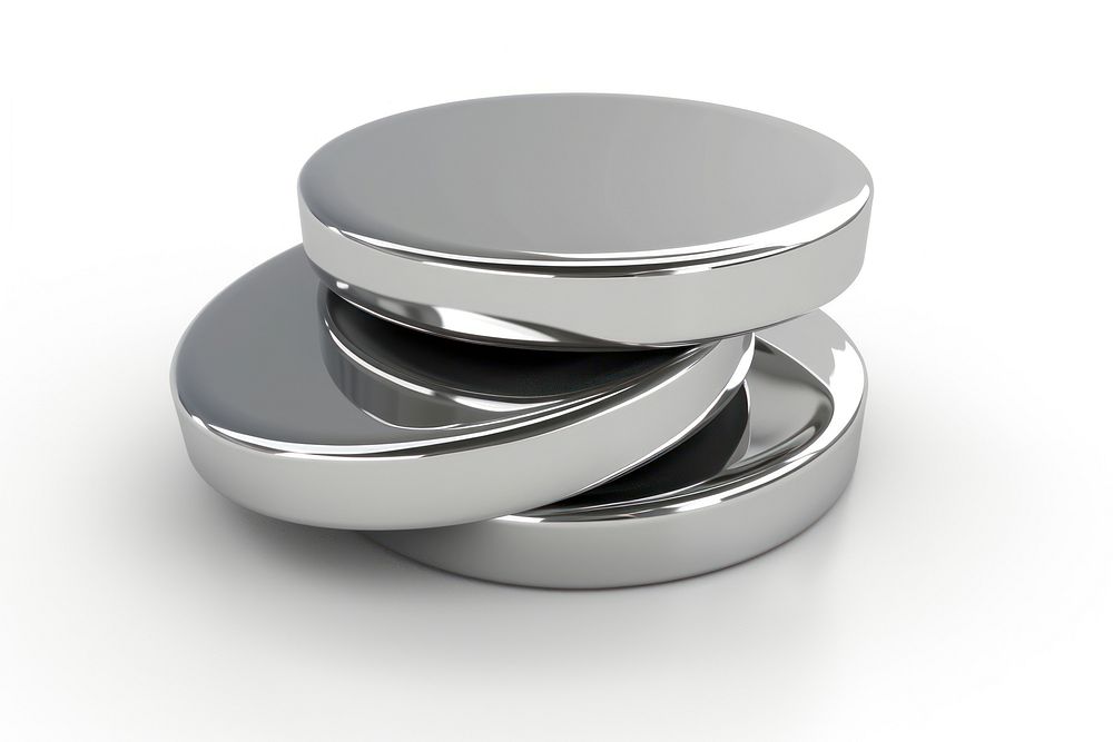 Coin Chrome material silver platinum shiny.