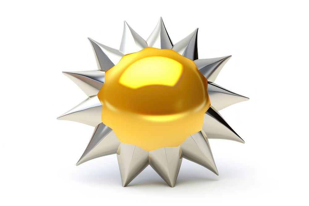 Cute sun Chrome material shiny shape gold.