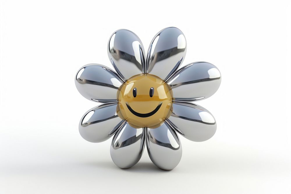 Cute smiling daisy Chrome material jewelry brooch silver.