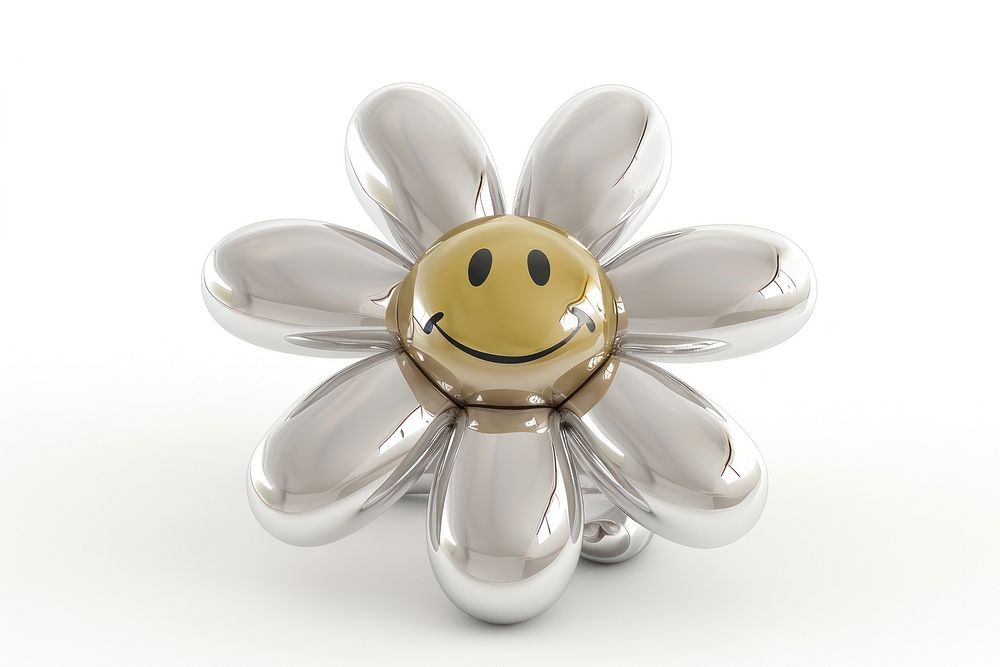 Cute smiling daisy Chrome material jewelry silver shiny.