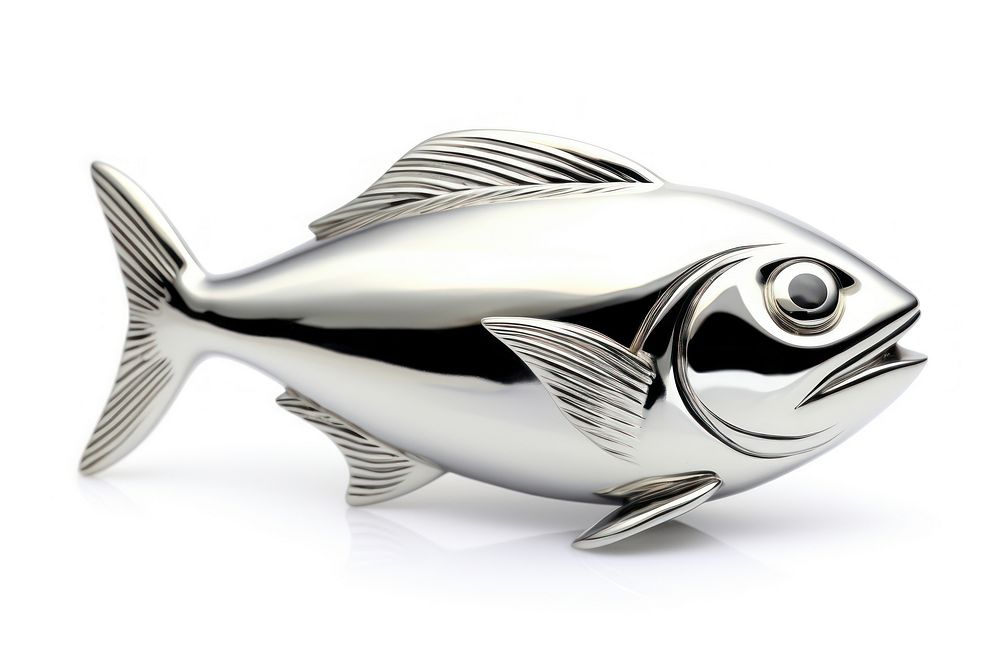 Fish Chrome material animal silver white background.