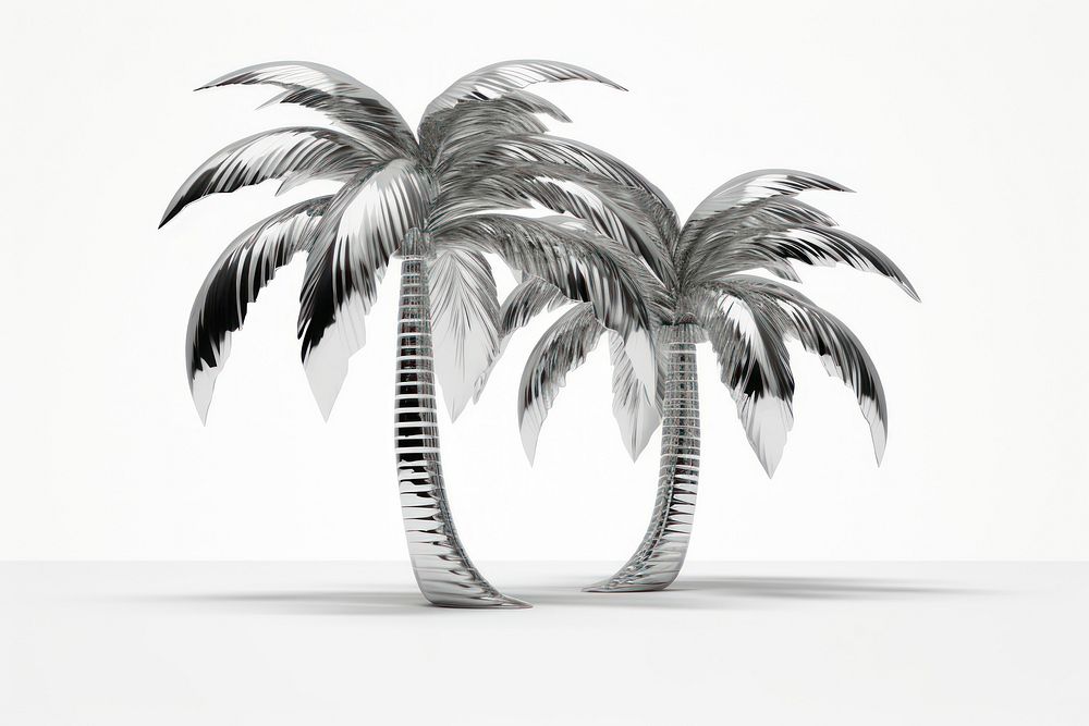 Palm tree Chrome material sketch plant white background.
