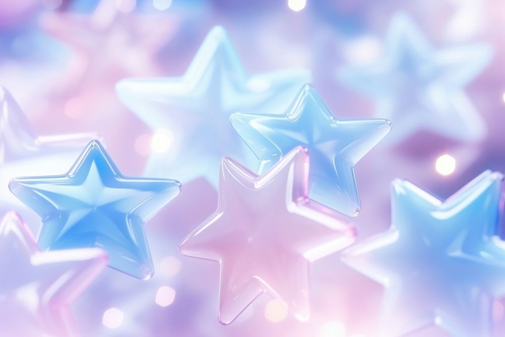 Pastel 3d blue star holographic pattern illuminated backgrounds.