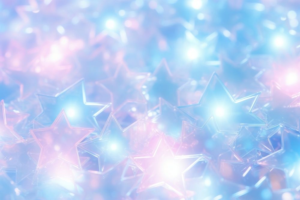 Pastel 3d blue star holographic glitter pattern light.