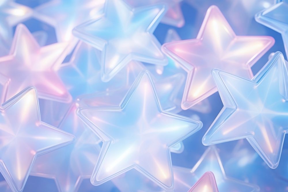 Pastel 3d blue star holographic pattern illuminated backgrounds.