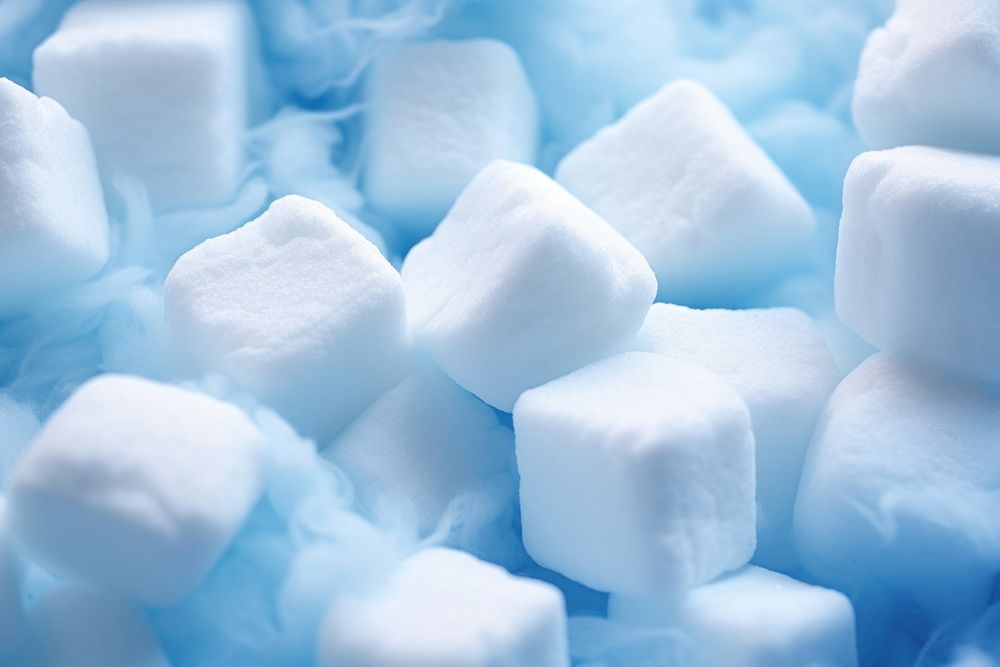 Aes thetic blue fluffy mashmallows food ice backgrounds.
