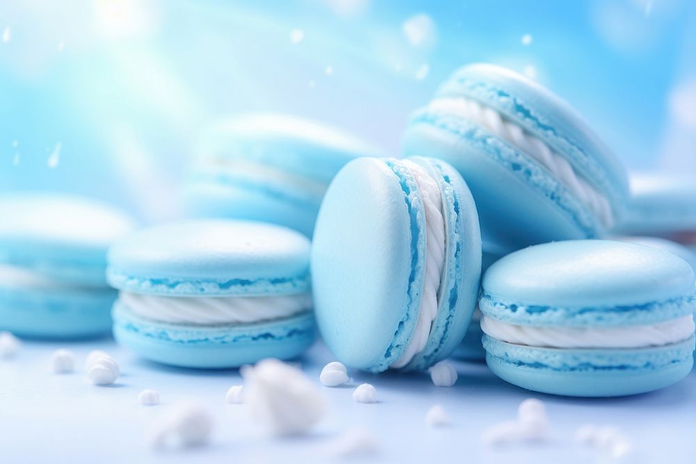 Aesthetic blue Macarons macarons food confectionery.