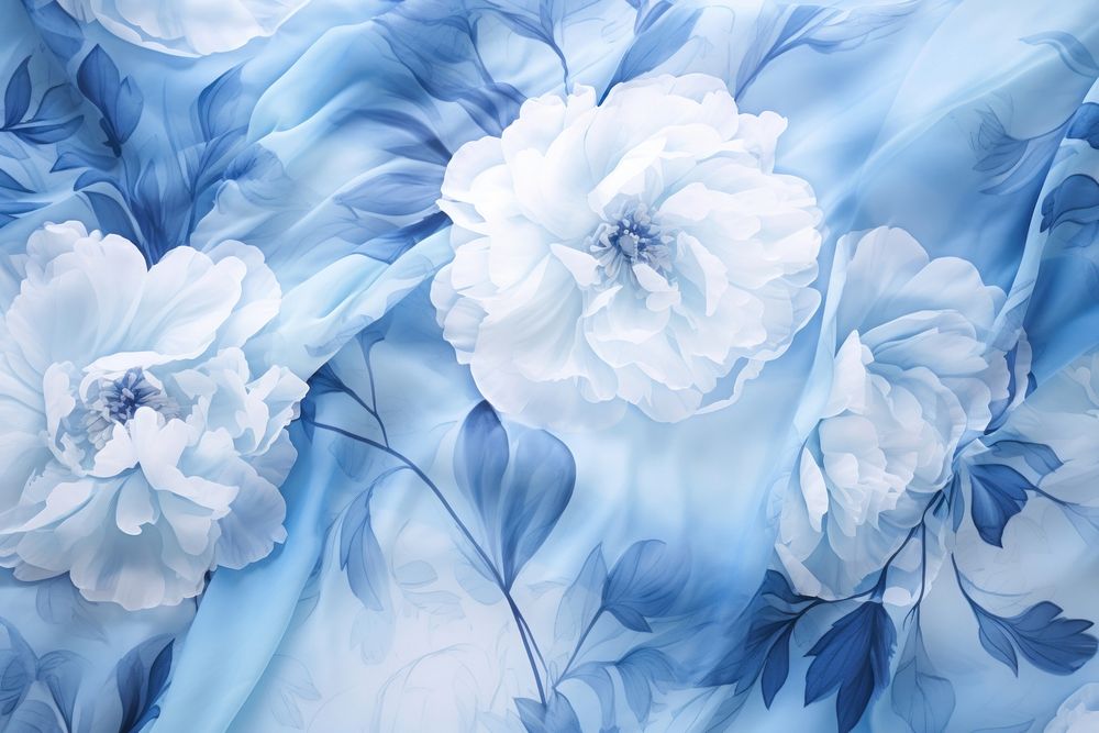 Aesthetic peony bouquet pattern features blue flower nature plant.
