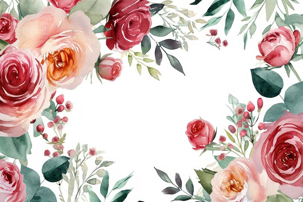Watercolor flowers rose backgrounds pattern.