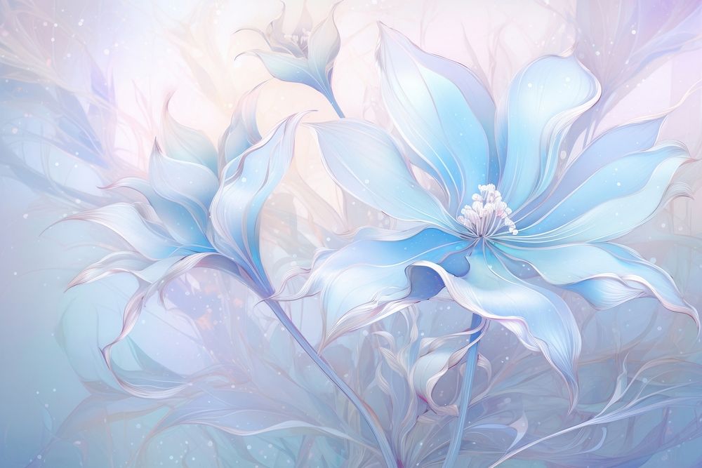 Blue Floral Frost pattern flower nature.