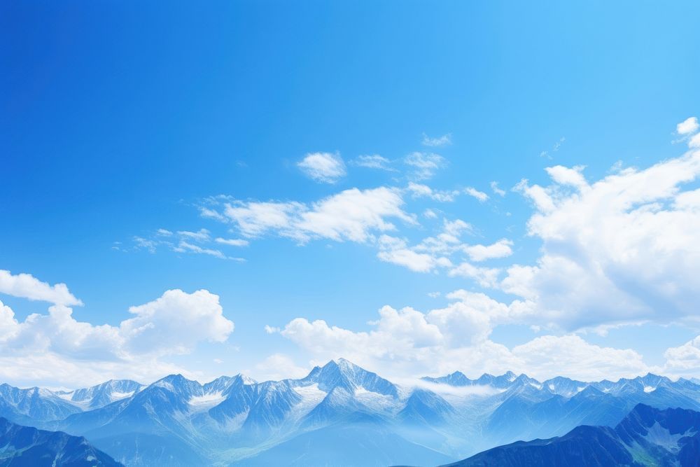 Blue sky and mountain landscape panoramic outdoors.