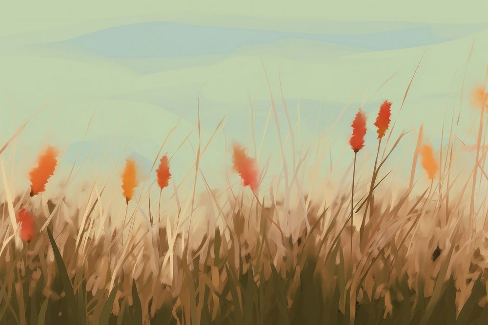  Field of grass flowers aesthetic of autumn and fall landscape outdoors nature. AI generated Image by rawpixel.