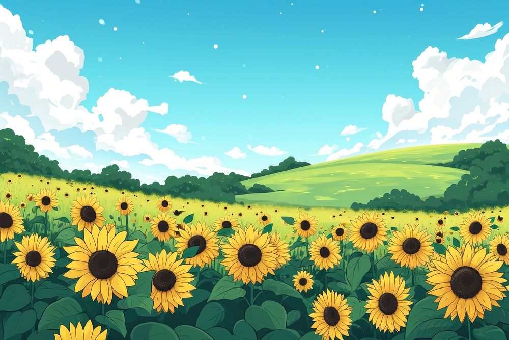 Sunflowers landscape backgrounds outdoors.