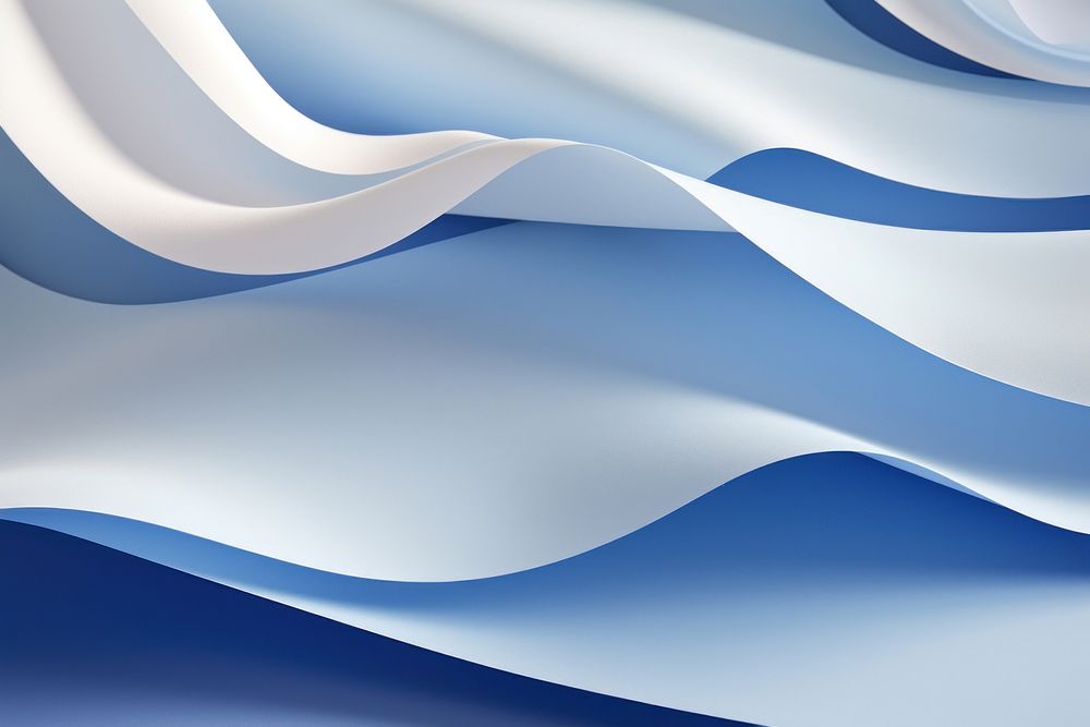 A blue folded paper artfully arranged on a table backgrounds abstract curve.