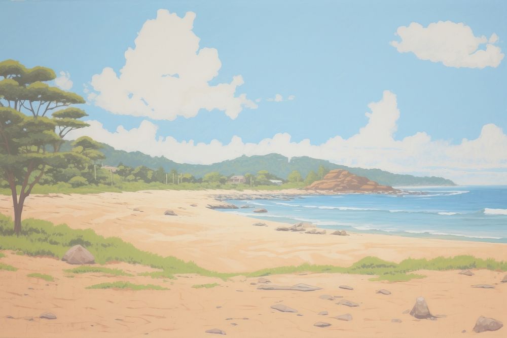 Beach painting landscape outdoors.