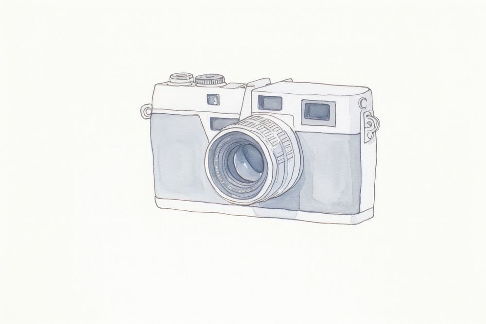 Camera drawing sketch white background.
