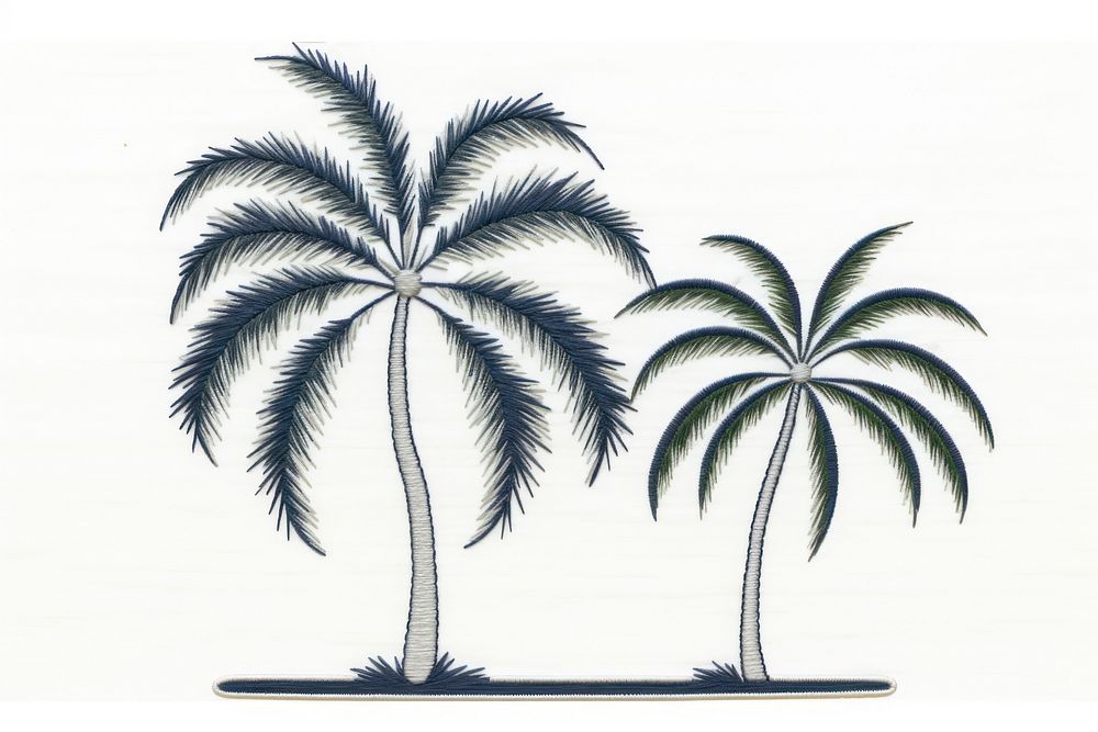 Coconut tree in embroidery style drawing sketch plant.