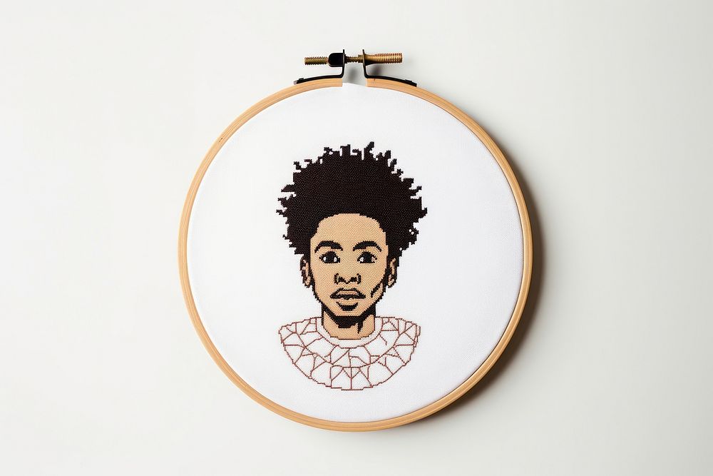 African american boy in embroidery style pattern representation individuality.