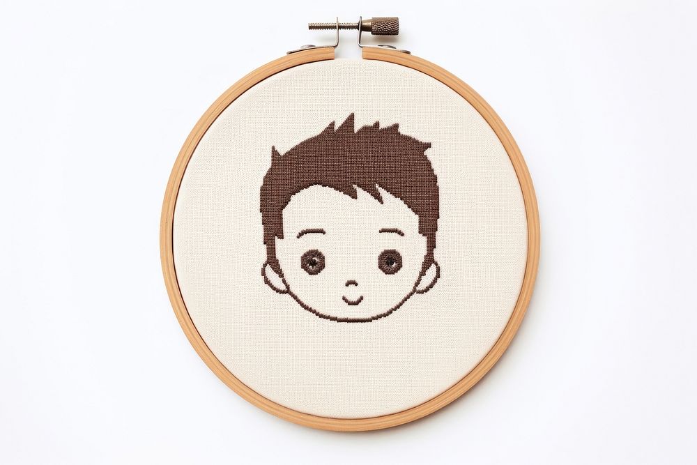 Boy in embroidery style cute anthropomorphic representation.