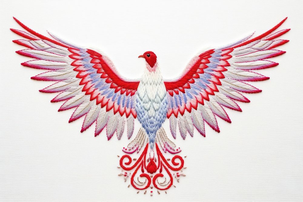 Dove in embroidery style pattern animal bird.