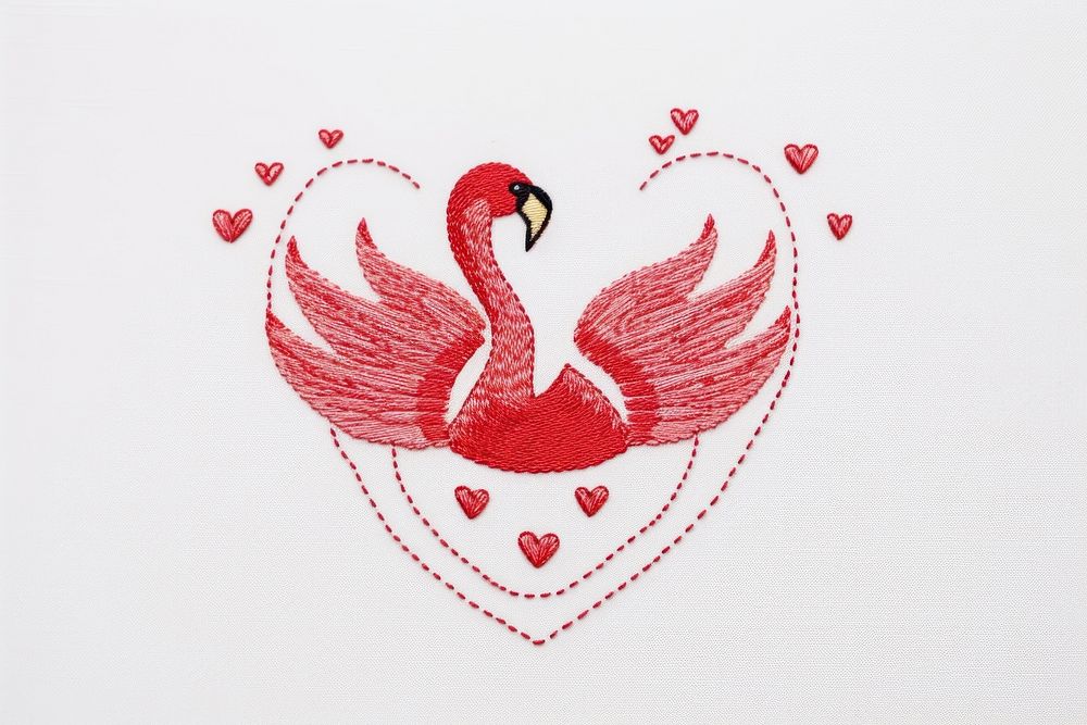 Swan in embroidery style pattern animal bird.