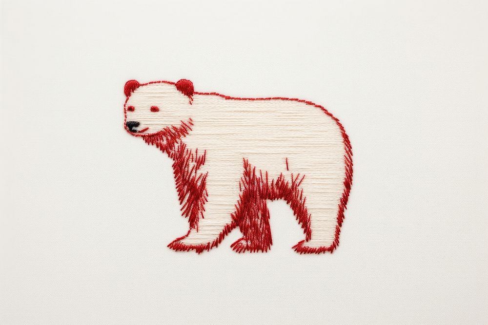 Polar bear in embroidery style wildlife textile mammal.