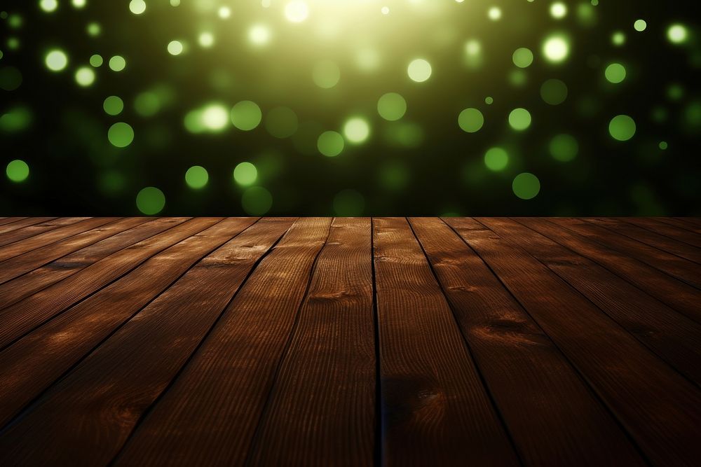  Sunlight bokeh background wooden table top green backgrounds. AI generated Image by rawpixel.