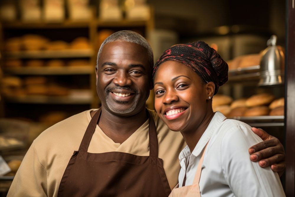 African American couple food adult baker.