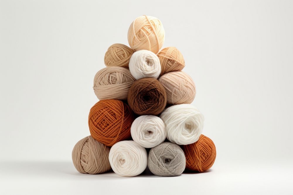 Bales of yarn craft wool white background.