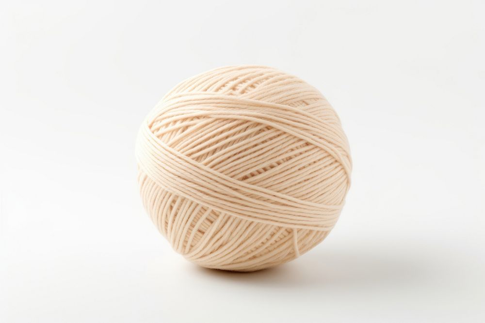 Ball of yarn craft white wool.