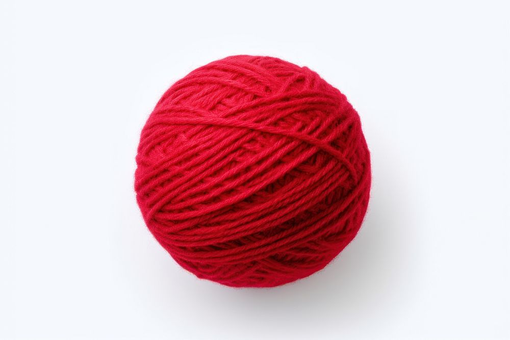 Ball of yarn craft wool white background.