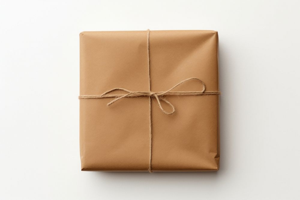 A Brown wrapped parcel brown gift box.