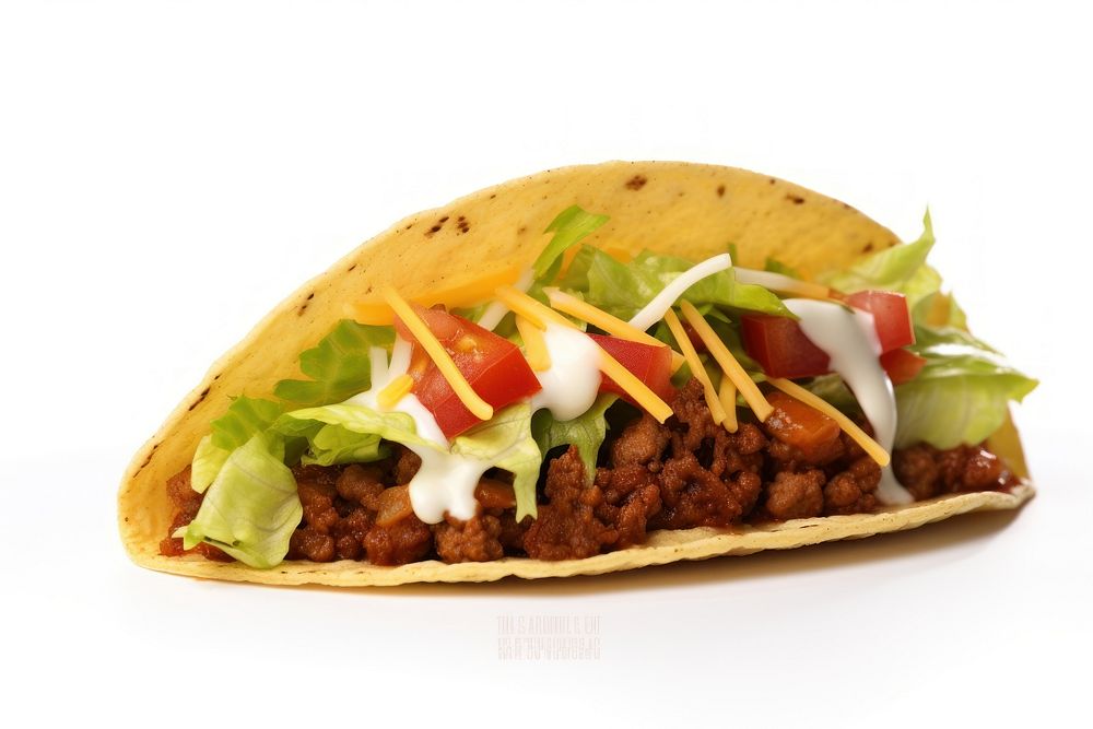 A classic taco food white background vegetable.