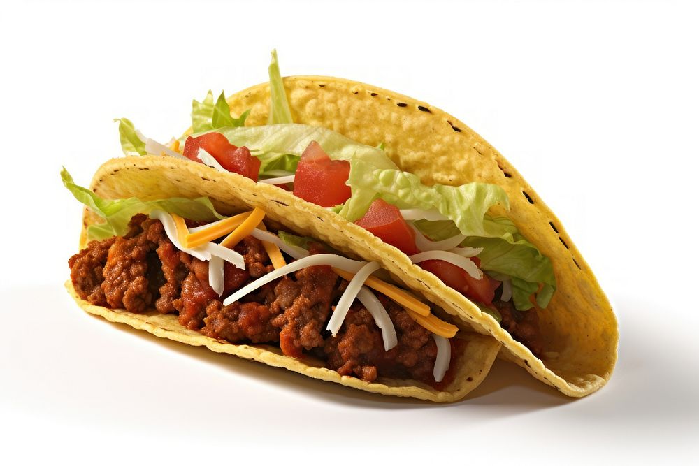 A classic taco food white background vegetable.